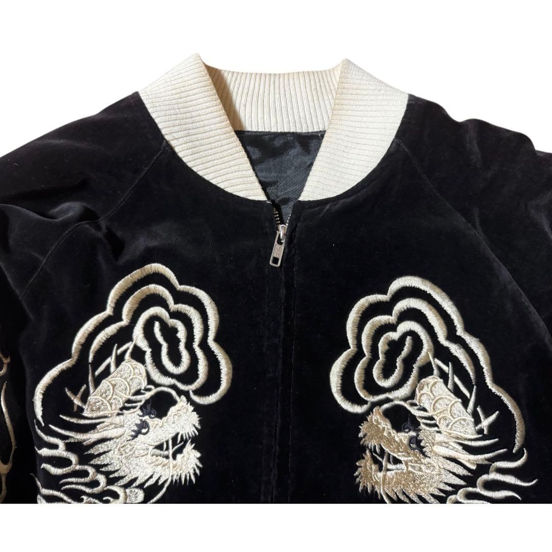 雰囲気抜群 SCRIPT 別珍 リバーシブル スカジャン 龍 ブラックMサイズ