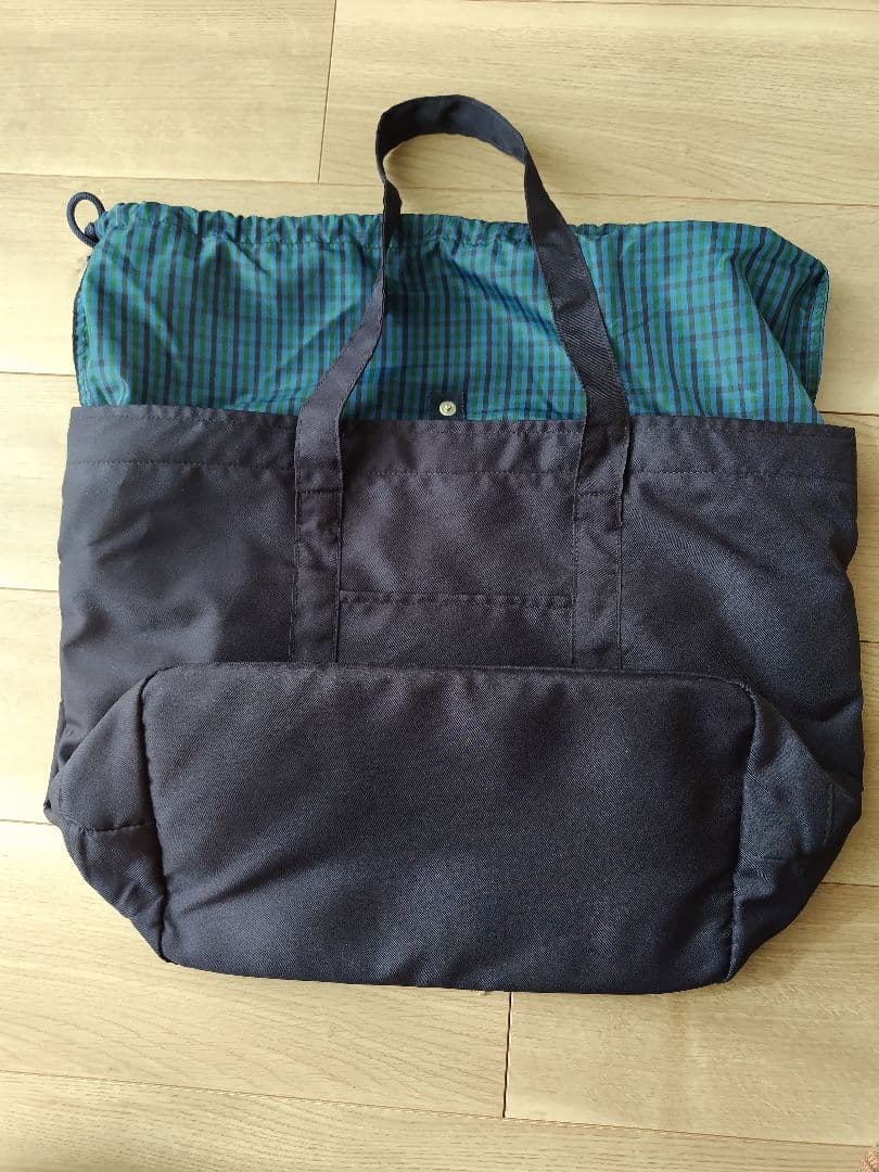 【ファミリア】美品　マザーズバッグ　グリーン　ネイビー