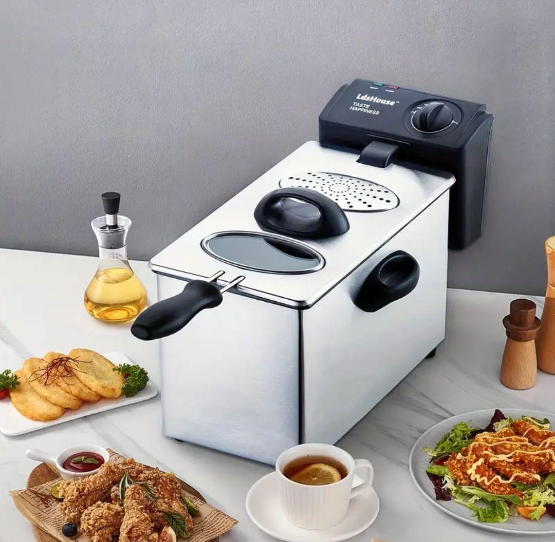 新品、電気フライヤー 温度調節機能付き 約3.5L