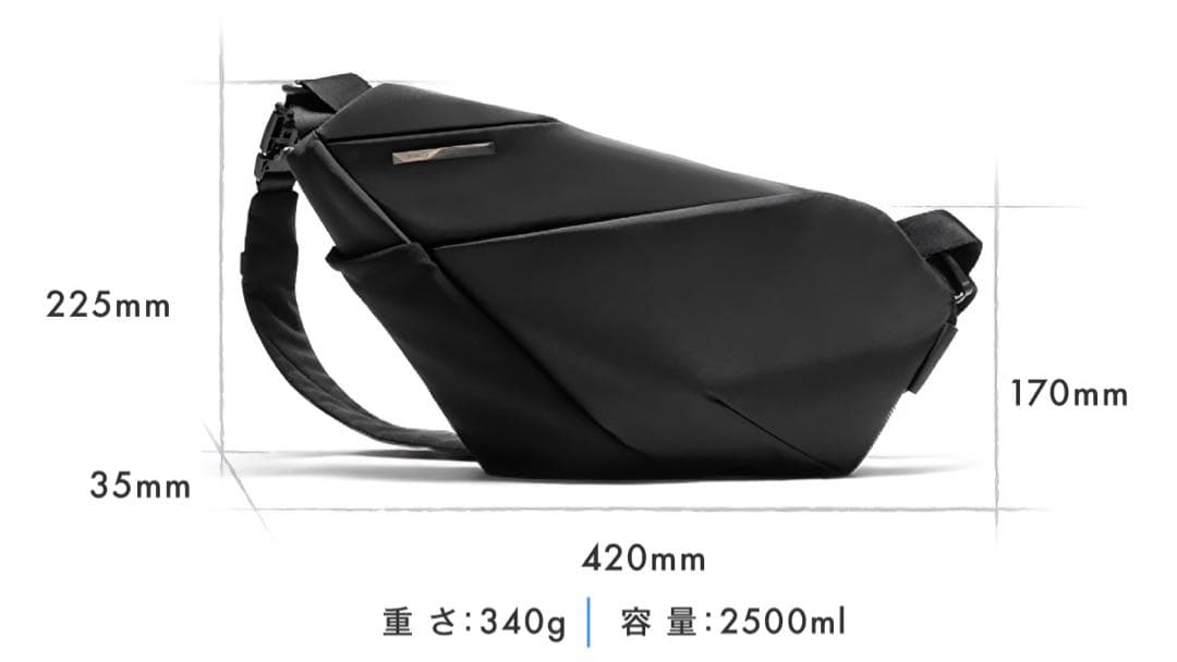 NIID FINO V 多機能スリングバッグ Gray 右掛け