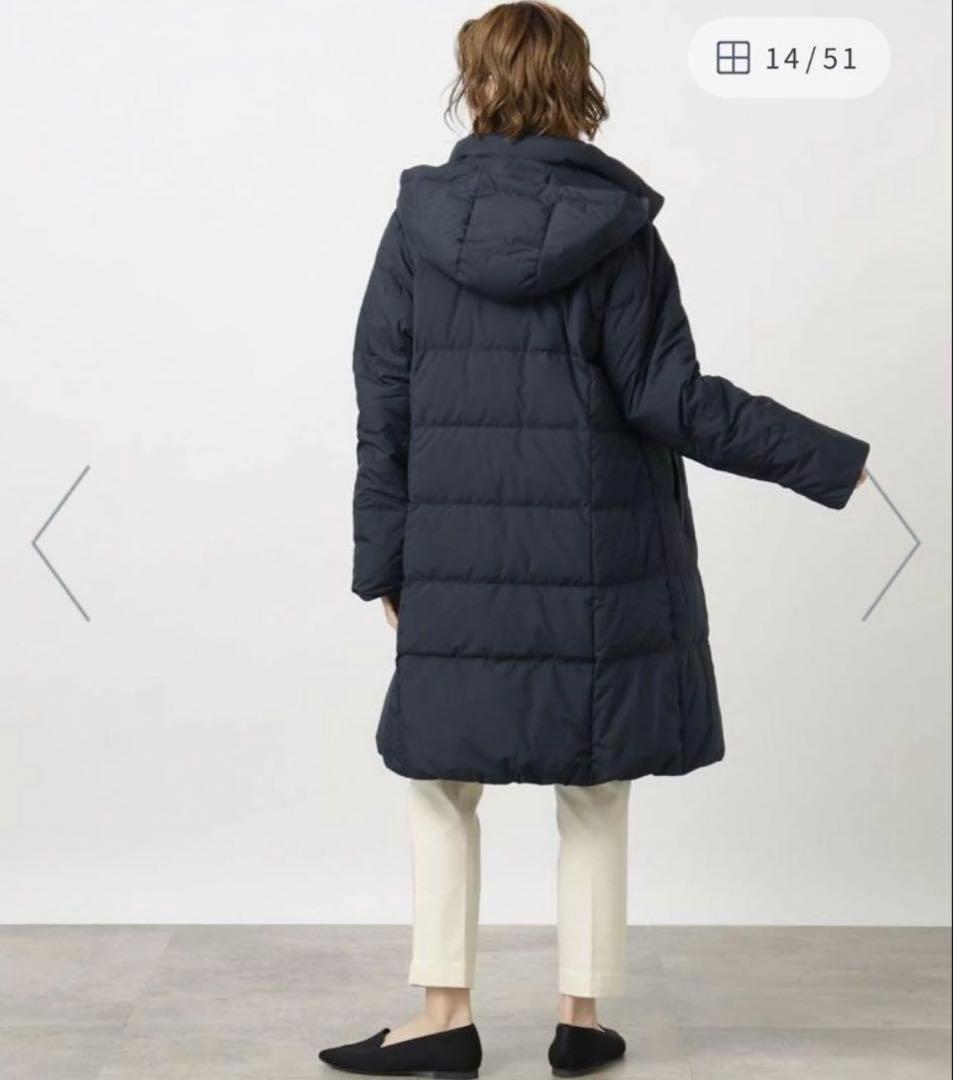 grove ダウンコート　ネイビー　Ｍ　つつまれロングダウン　フェザー　新品