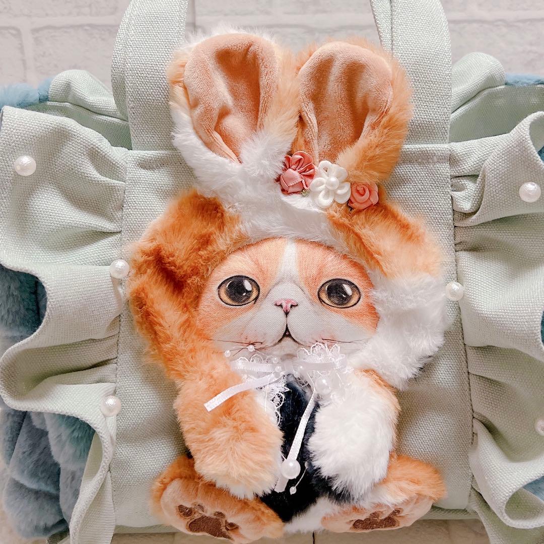 コヤンイサムチョン ヒョウ柄 猫 フリルトートバッグ うさ耳