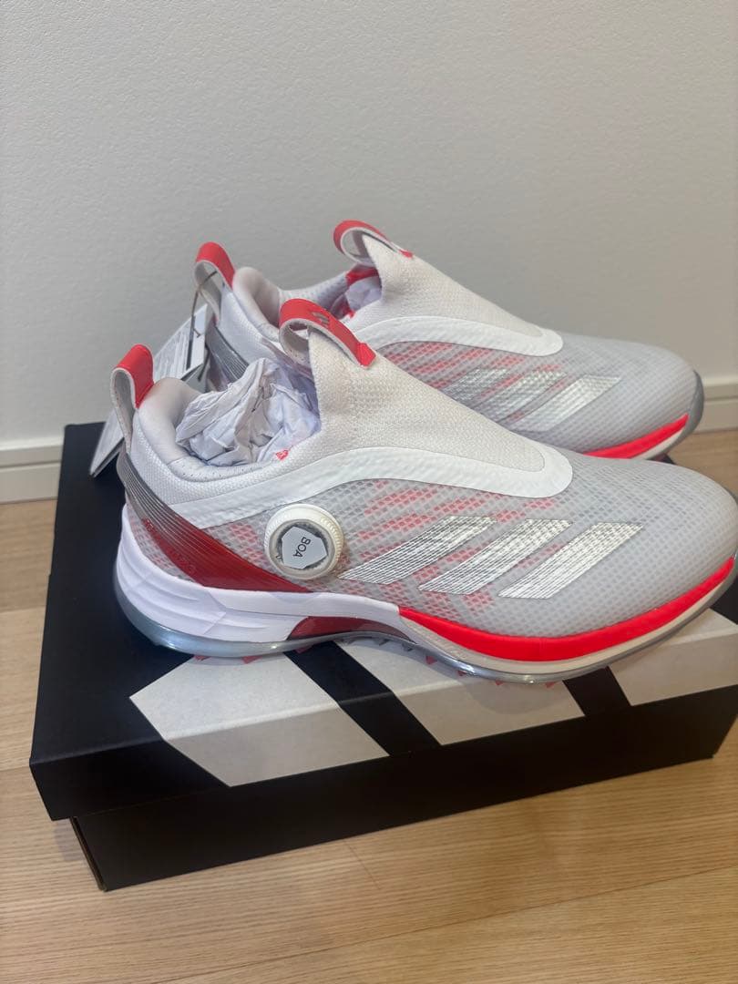 adidas ゴルフシューズ ホワイト/レッド