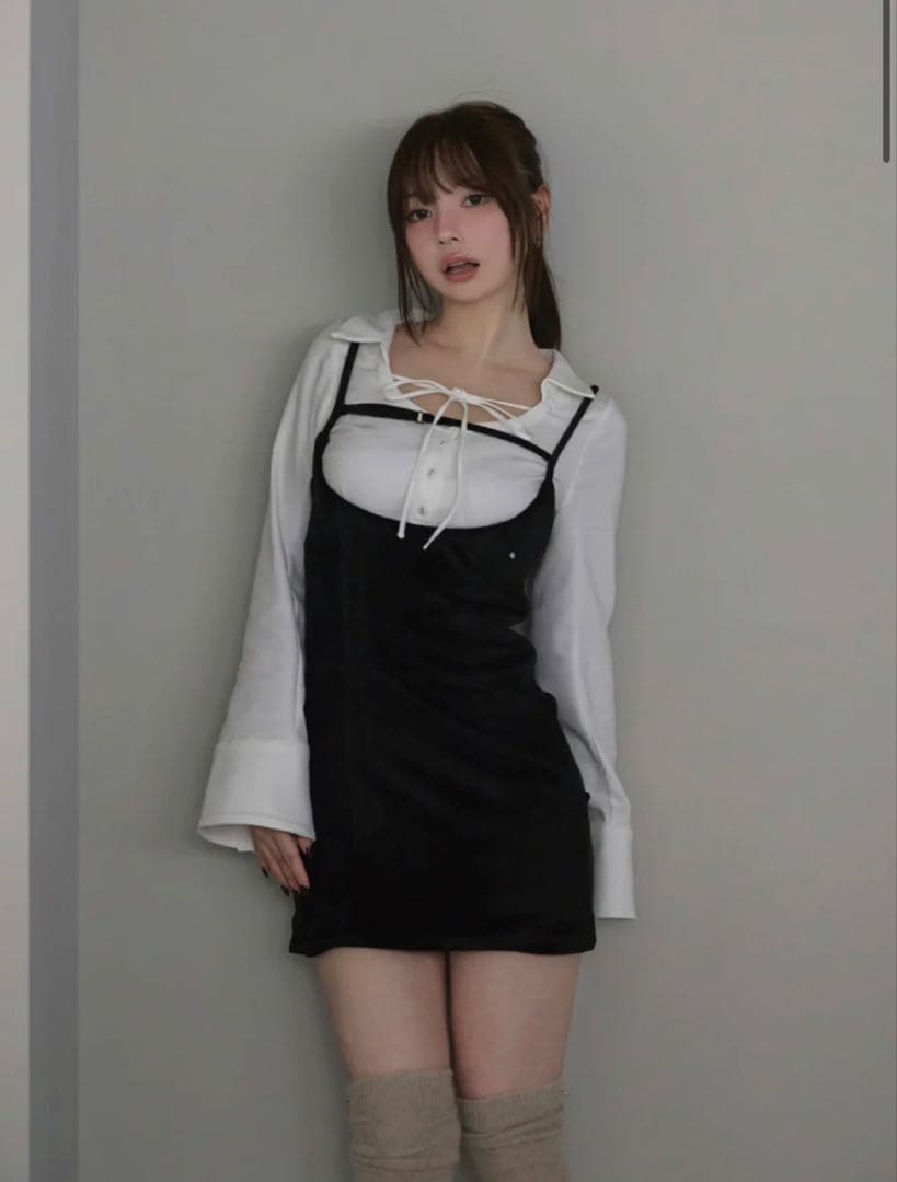 andmary Betty velour mini dress ワンピース