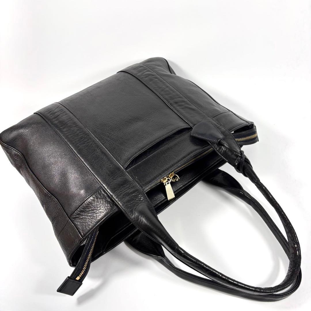 ✨美品✨アニアリ トートバッグ アンティークレザー A4可 カモフラ ブラック