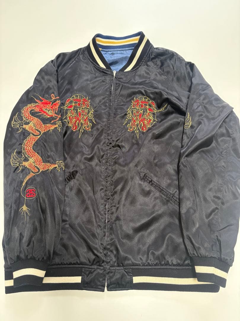 Stussy スカジャン ブラック ドラゴン刺繍