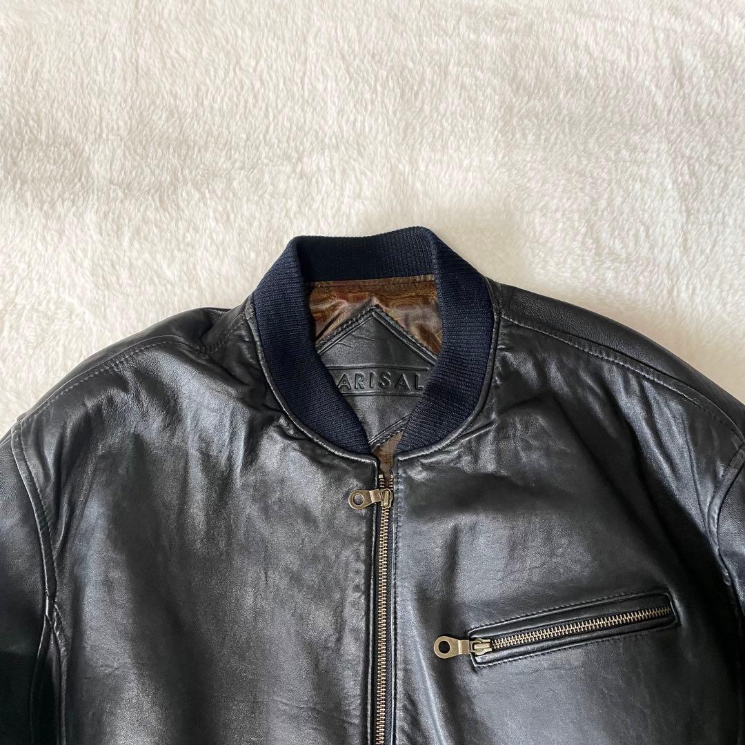 【3L相当】BARISAL 羊革　裏地総柄　 A-2 フライトジャケット