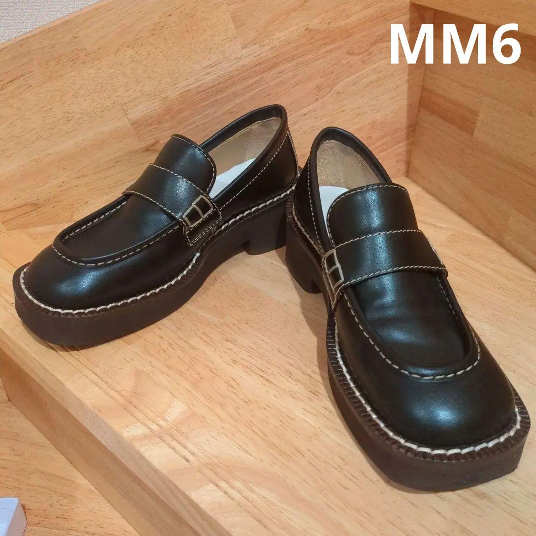 MM6 マルジェラ スクエアトゥ ローファー ブラック 37サイズ