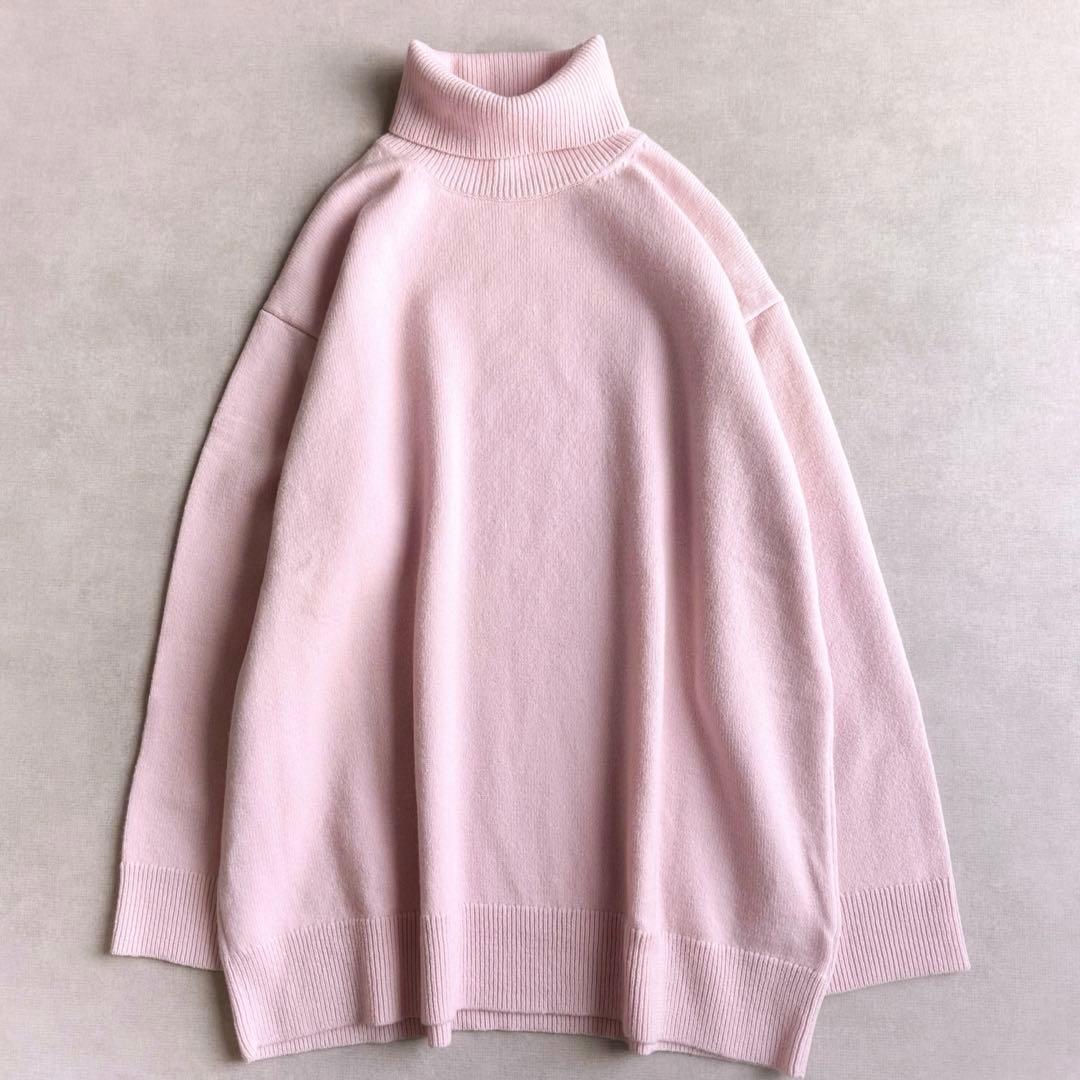 美品▲GALERIE VIE//ファインウールライトタートルネックニット ピンク