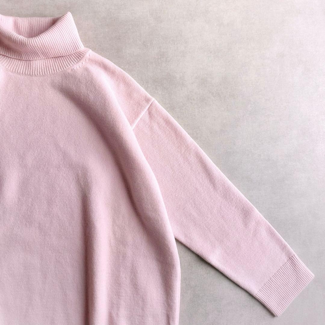 美品▲GALERIE VIE//ファインウールライトタートルネックニット ピンク