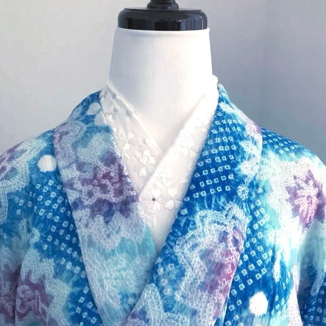 有松絞り・有松鳴海絞り　手縫い　上質浴衣　可愛い花模様　浴衣　No.2-250