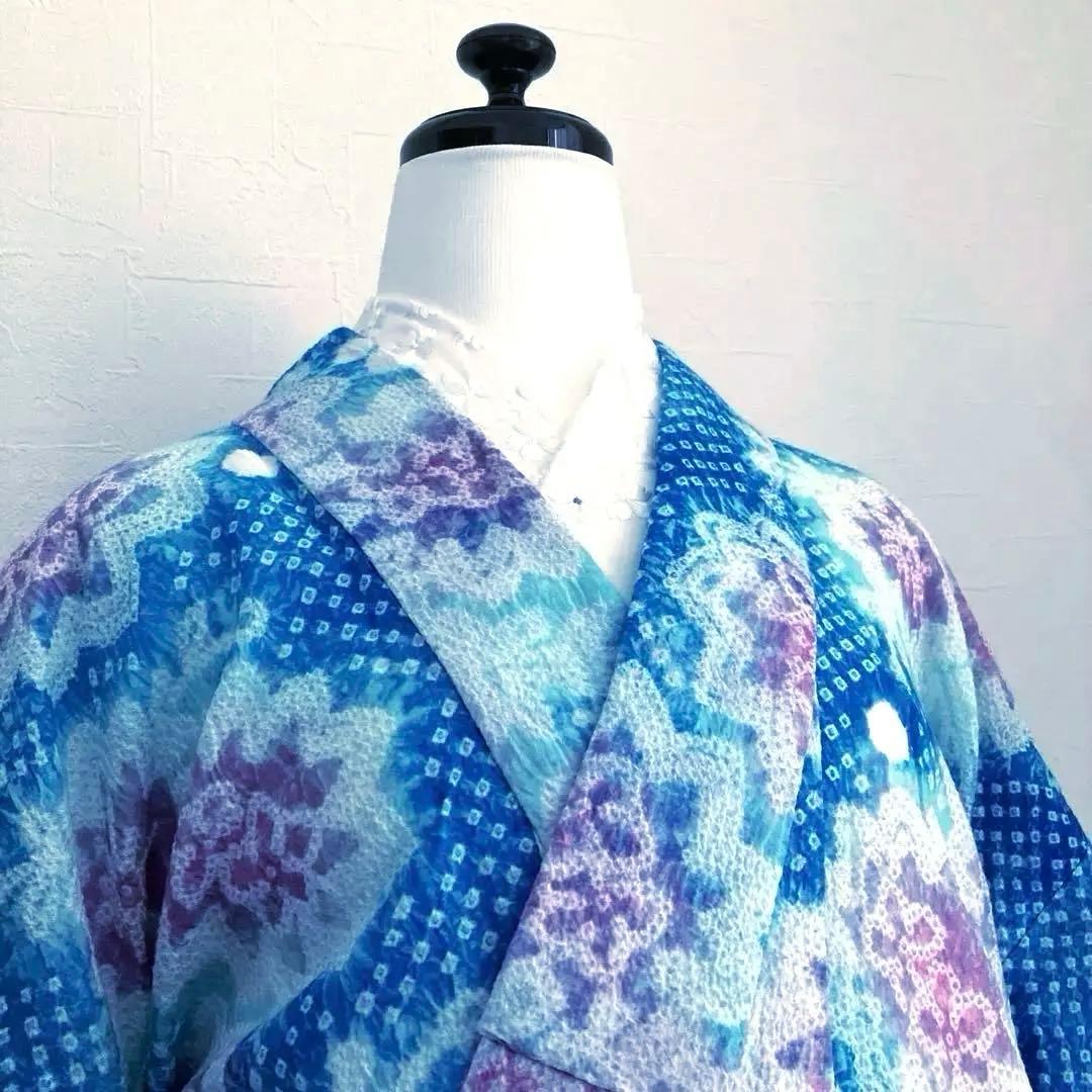 有松絞り・有松鳴海絞り　手縫い　上質浴衣　可愛い花模様　浴衣　No.2-250