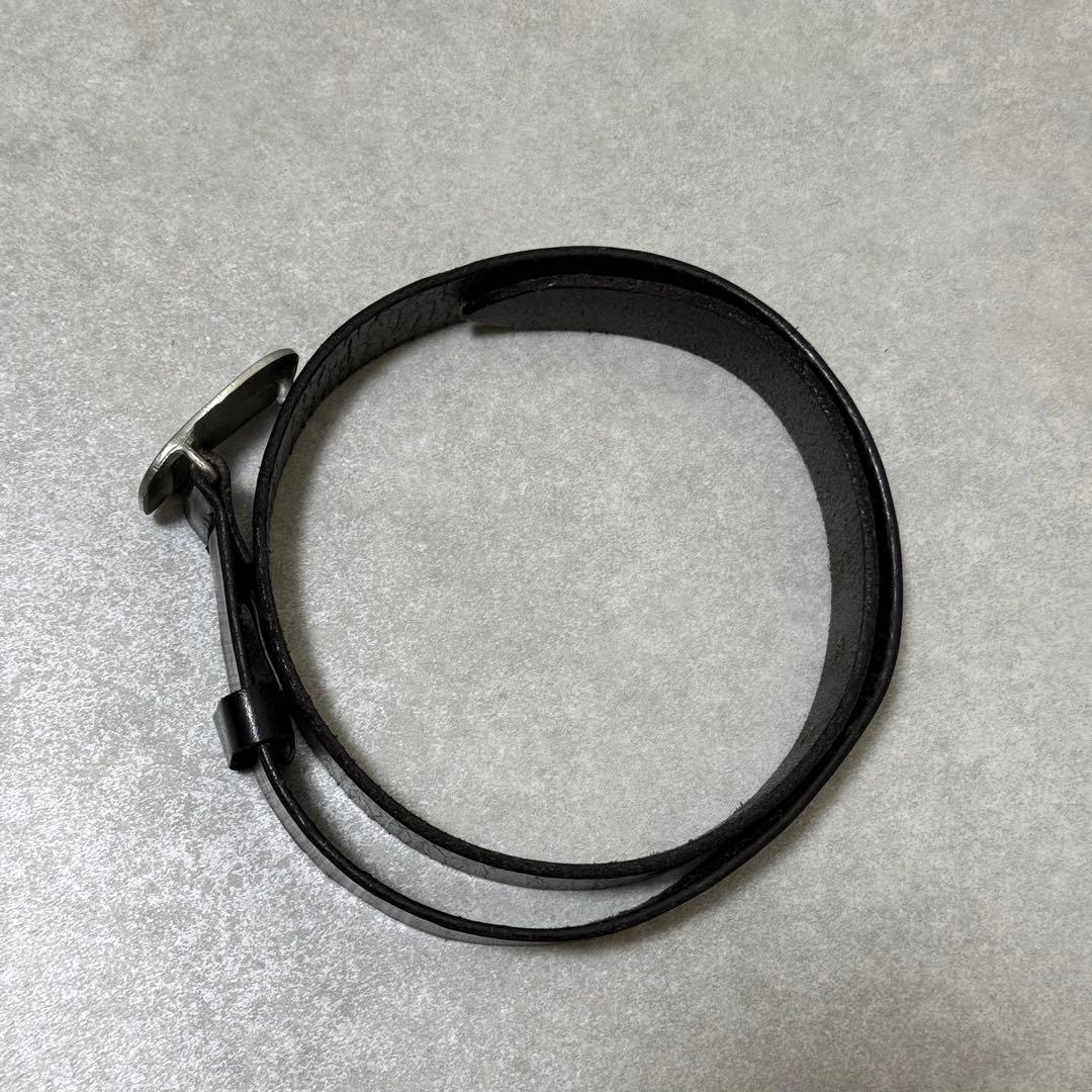 【ナイジェルケーボン】ベルト　ブライドルレザー　シルバーバックル　ブラック