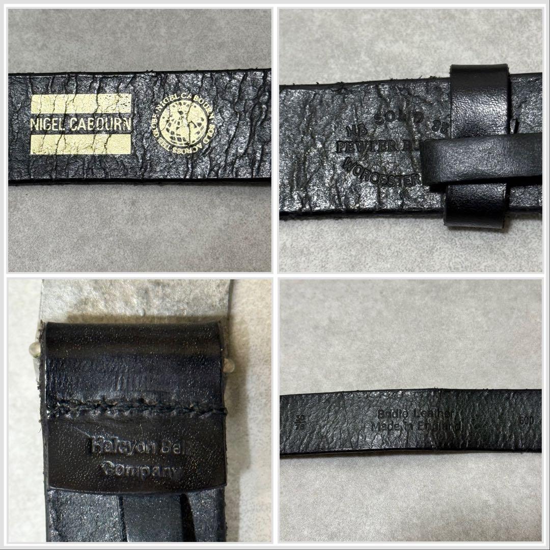 【ナイジェルケーボン】ベルト　ブライドルレザー　シルバーバックル　ブラック