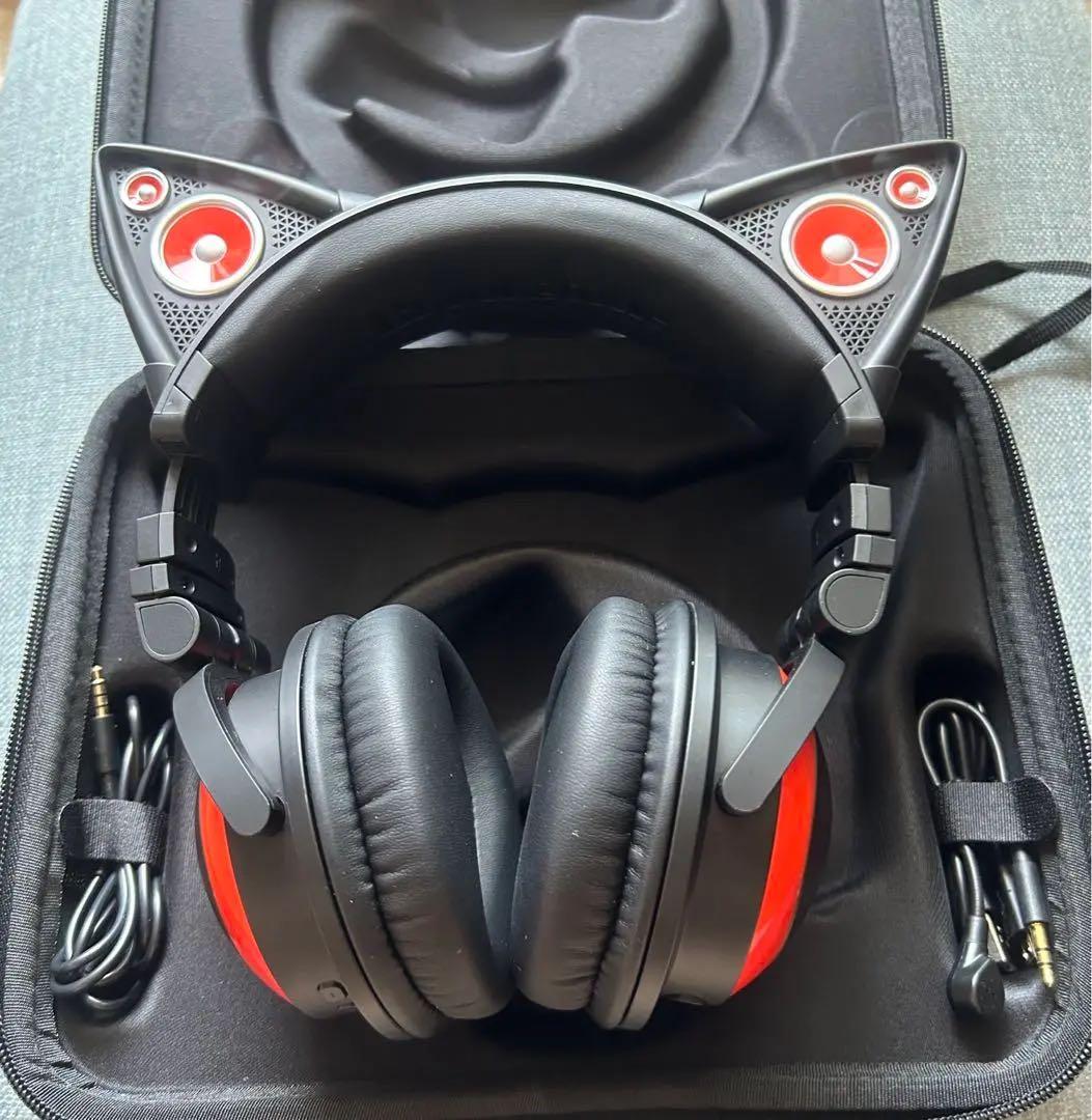 海外製 Brookstone 猫耳ヘッドフォン 赤