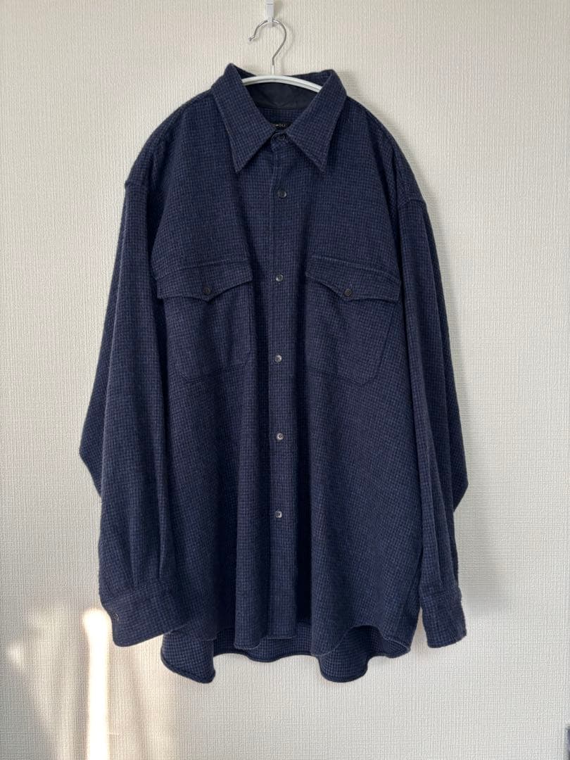 COMOLI ハウンドトゥース CPO シャツ （NAVY サイズ3）