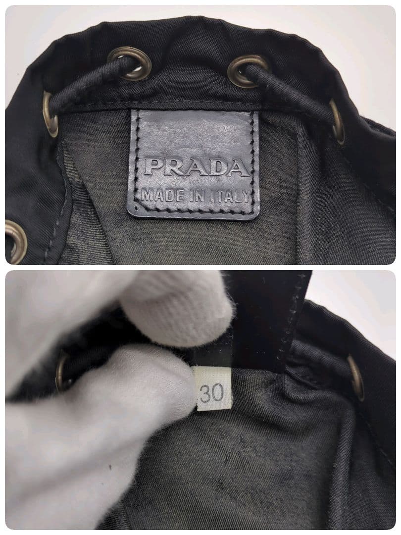 【良品・希少】プラダ☆ポーチ 三角プレート ナイロン テスート 巾着 ブラック