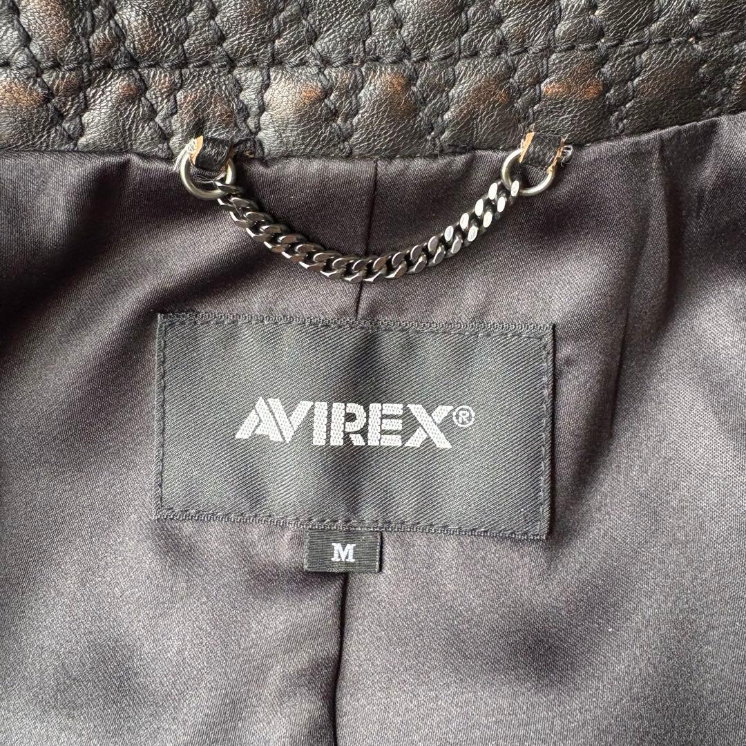 AVIREX エイジド スタンド シングルライダース　カスタム 羊革 茶芯 M