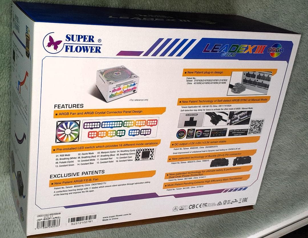 SUPER FLOWER LEADEX III ARGB 850W　ホワイト