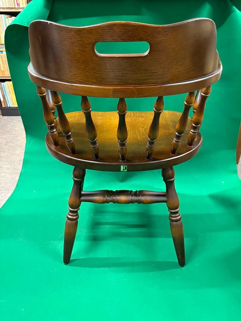 ②飛騨産業 キツツキマーク ウィンザーチェア アームチェア 椅子 イス 木製