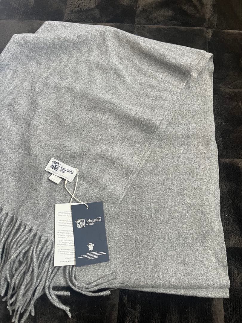 ジョンストンズ カシミア 大判ストール マフラーグレー