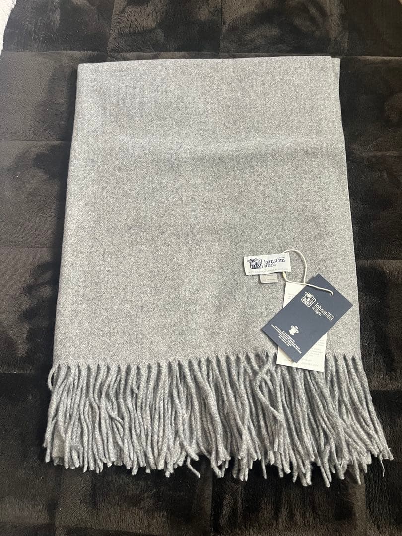 ジョンストンズ カシミア 大判ストール マフラーグレー