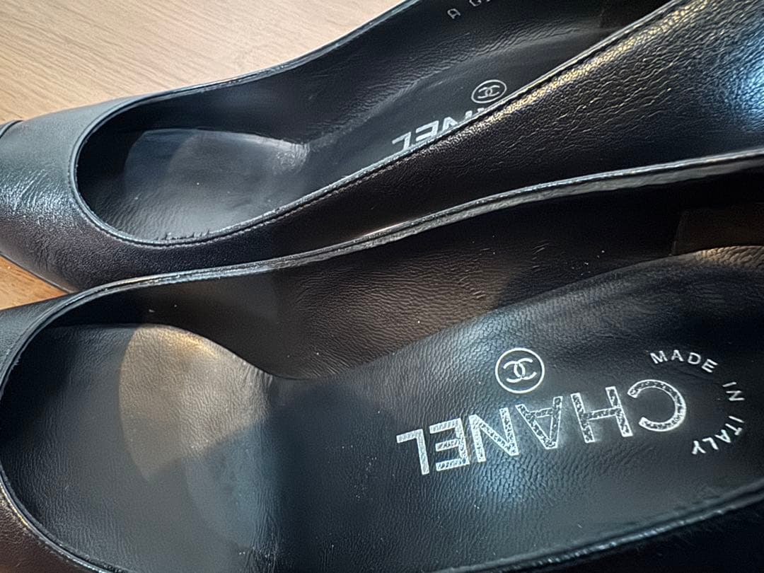 38.5シャネルCHANELパンプス24.5ココマーク黒ブラック