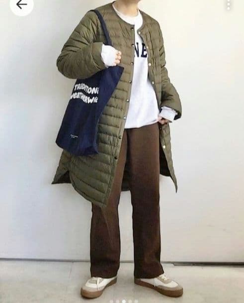 トラディショナルウェザーウェア　ARKLEY　ロングダウン　カーキ　34