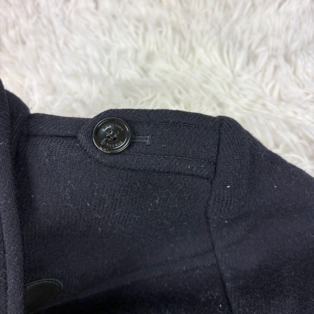 【美品】バーバリー　ダッフルコート　メガチェック　黒　ウール　Sサイズ相当