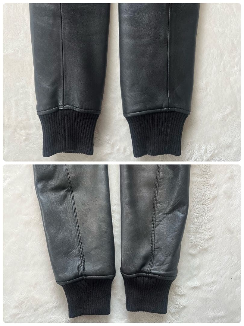 鮮烈レッド裏地✨ナノユニバース　羊革ラムレザージャケット　L キルティング　黒