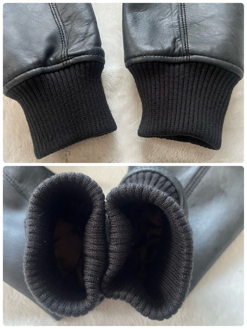 鮮烈レッド裏地✨ナノユニバース　羊革ラムレザージャケット　L キルティング　黒