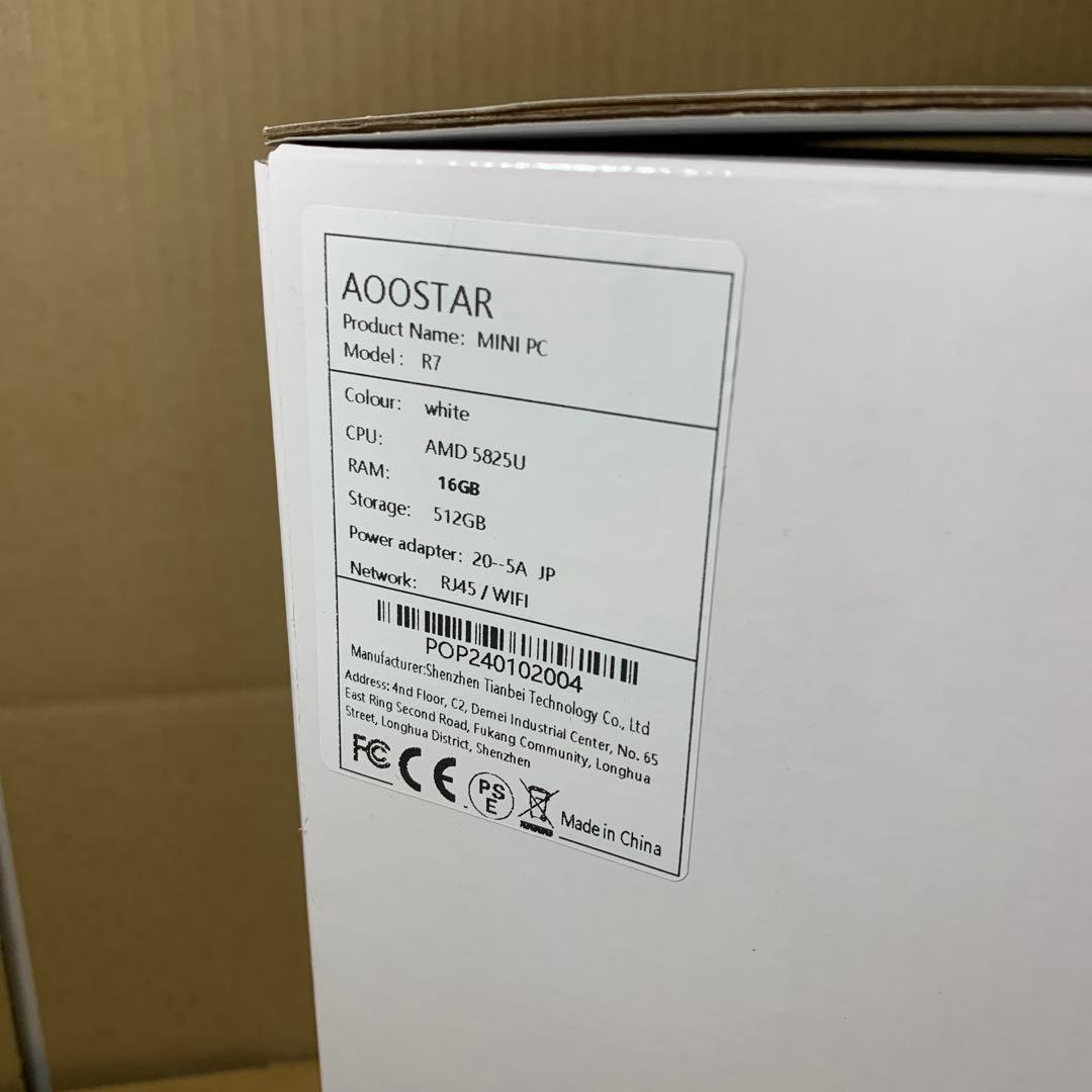 AOOSTAR R7 Ryzen7 5825u ミニPC　16+512
