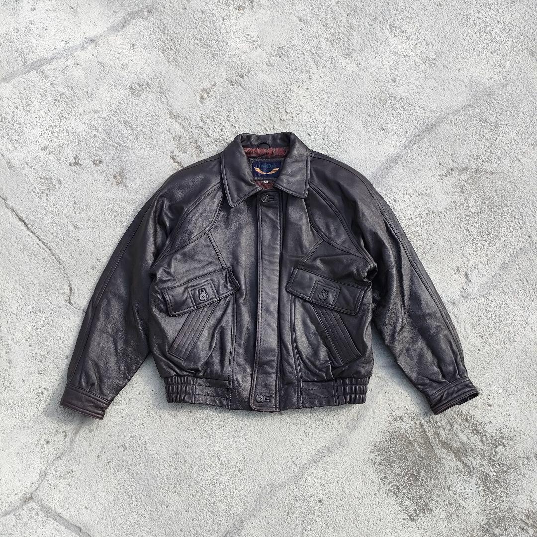 ラムレザージャケット ダークブラウン スイングトップ ペイズリー裏地 短丈