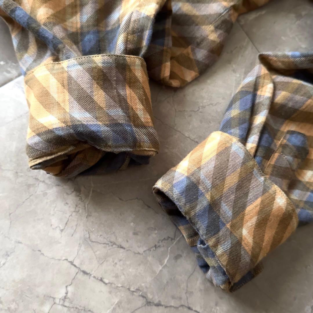 DRIES VAN NOTEN チェックシャツ サイズ44 オレンジ ブルー