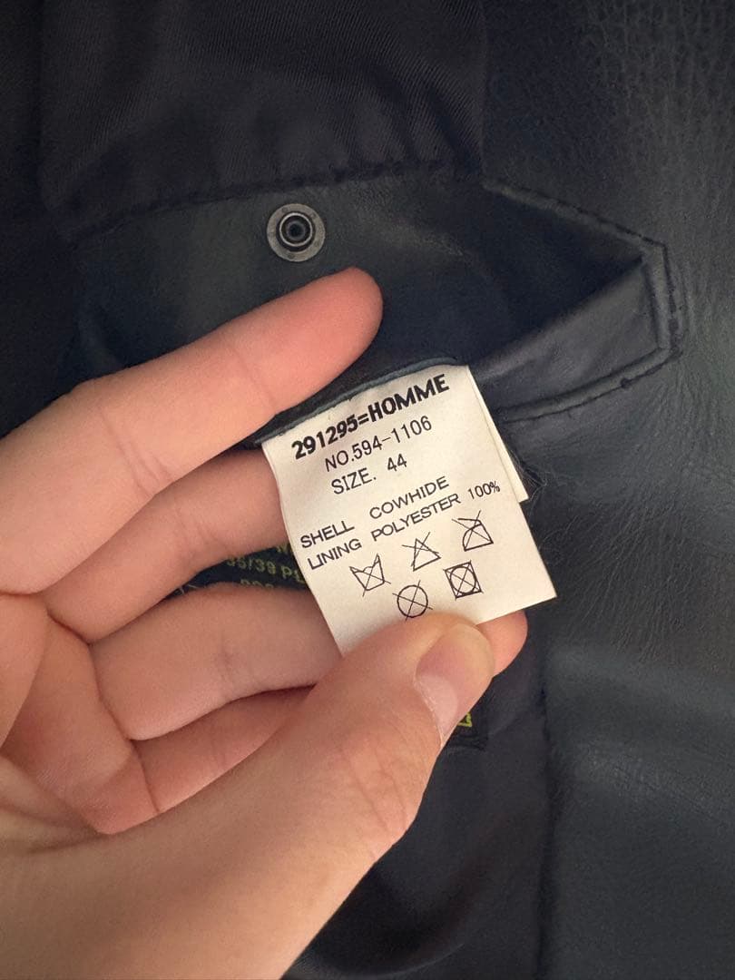 希少カラー 291295=HOMME カウハイド シングルライダース グリーン