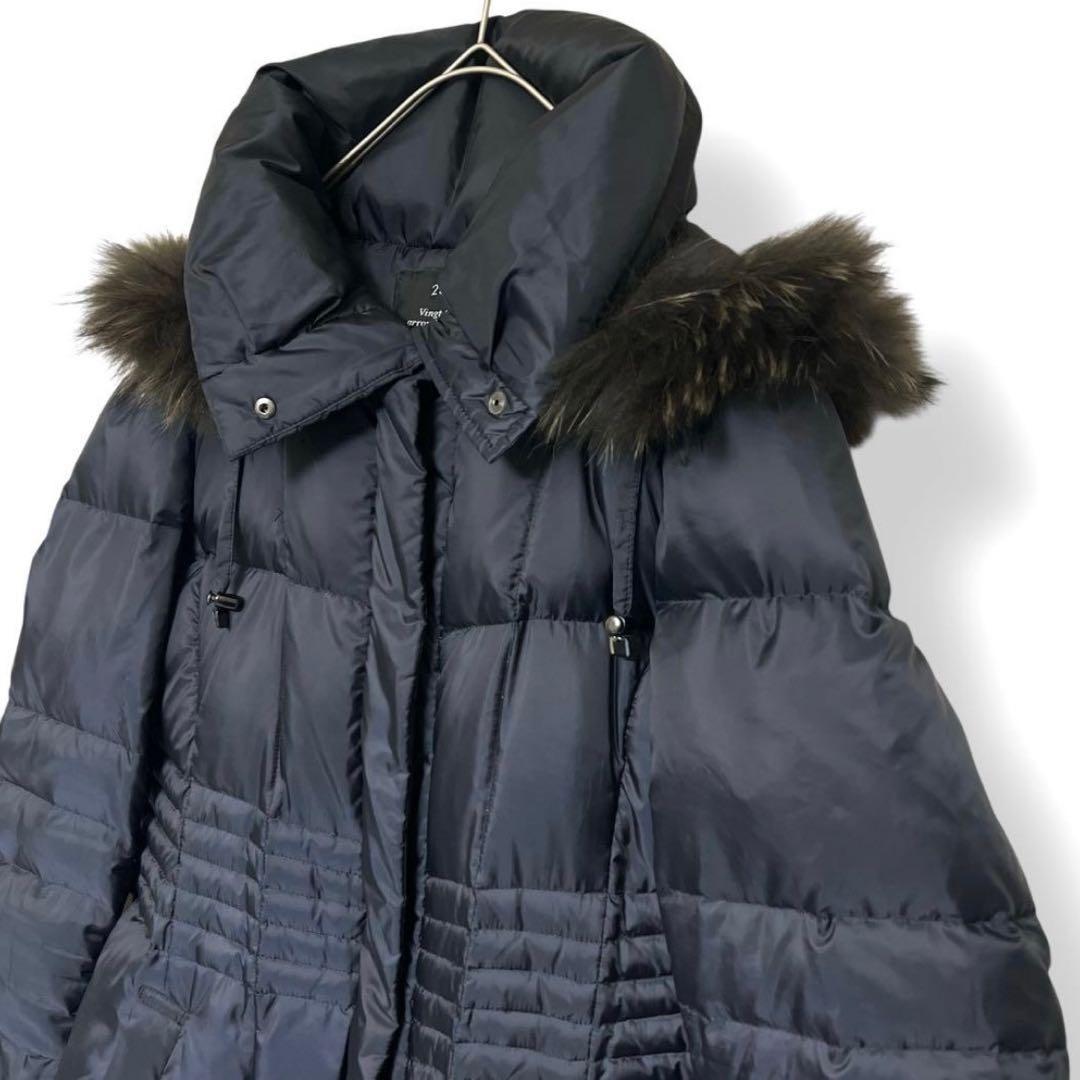 【美品】23区 洗える シレータフタ ダウン コート ラクーン ファー