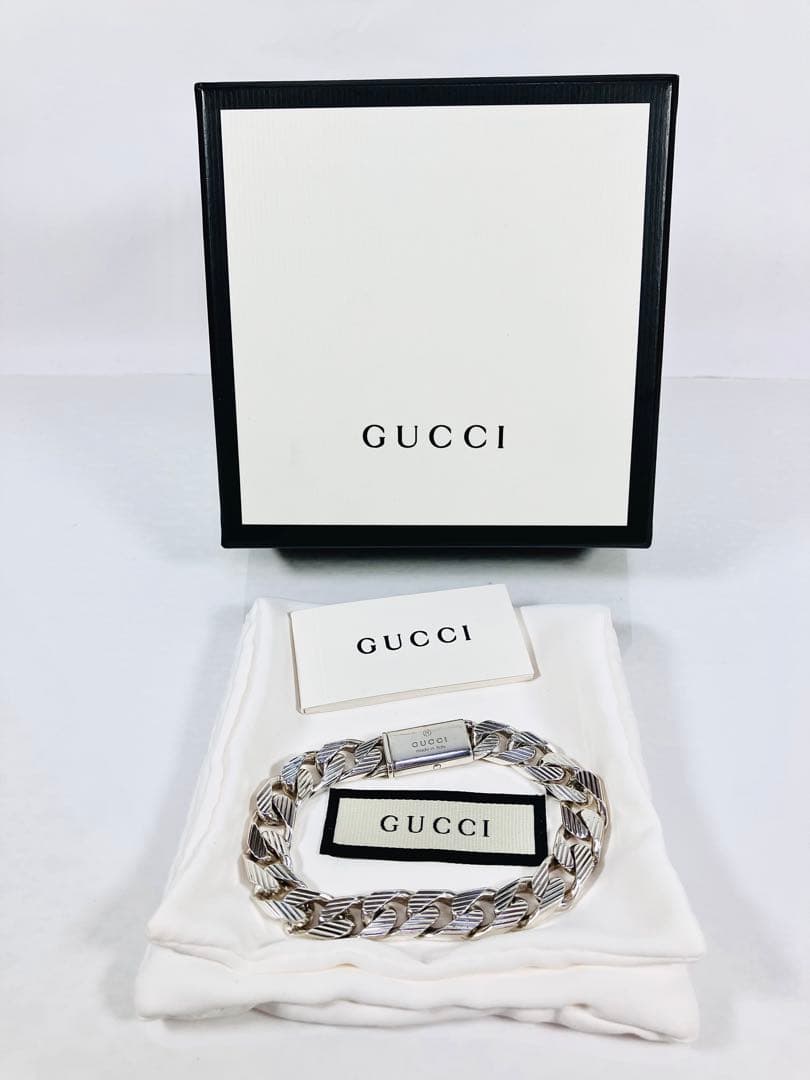 【超美品】GUCCI ストライプ 喜平チェーン ブレスレット SV925