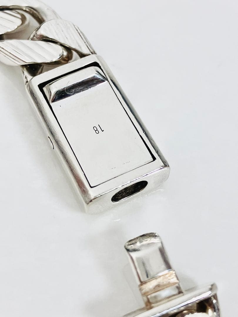 【超美品】GUCCI ストライプ 喜平チェーン ブレスレット SV925