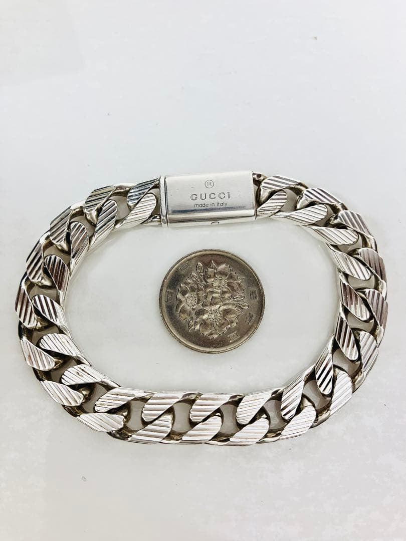 【超美品】GUCCI ストライプ 喜平チェーン ブレスレット SV925