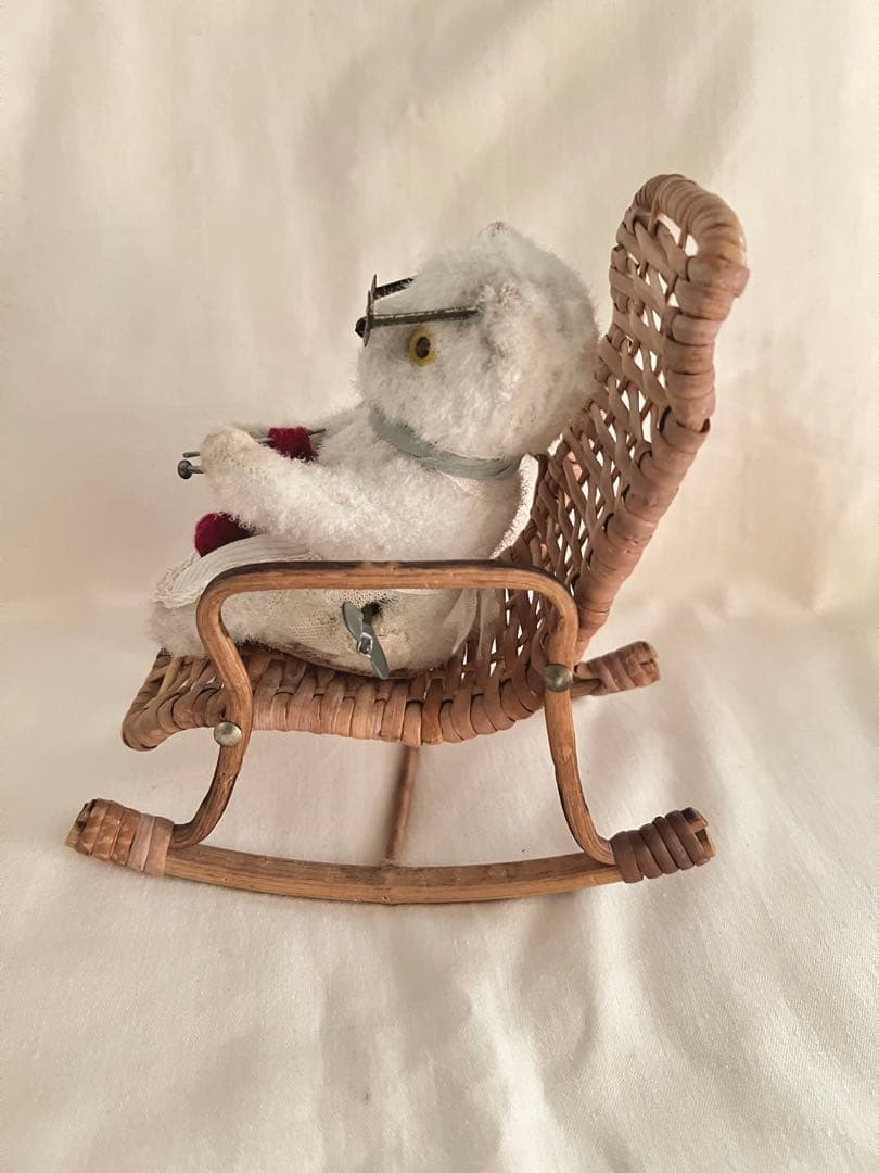 アンティーク　編み物ねこ　海外輸出用　里帰りっ子　ゼンマイ式