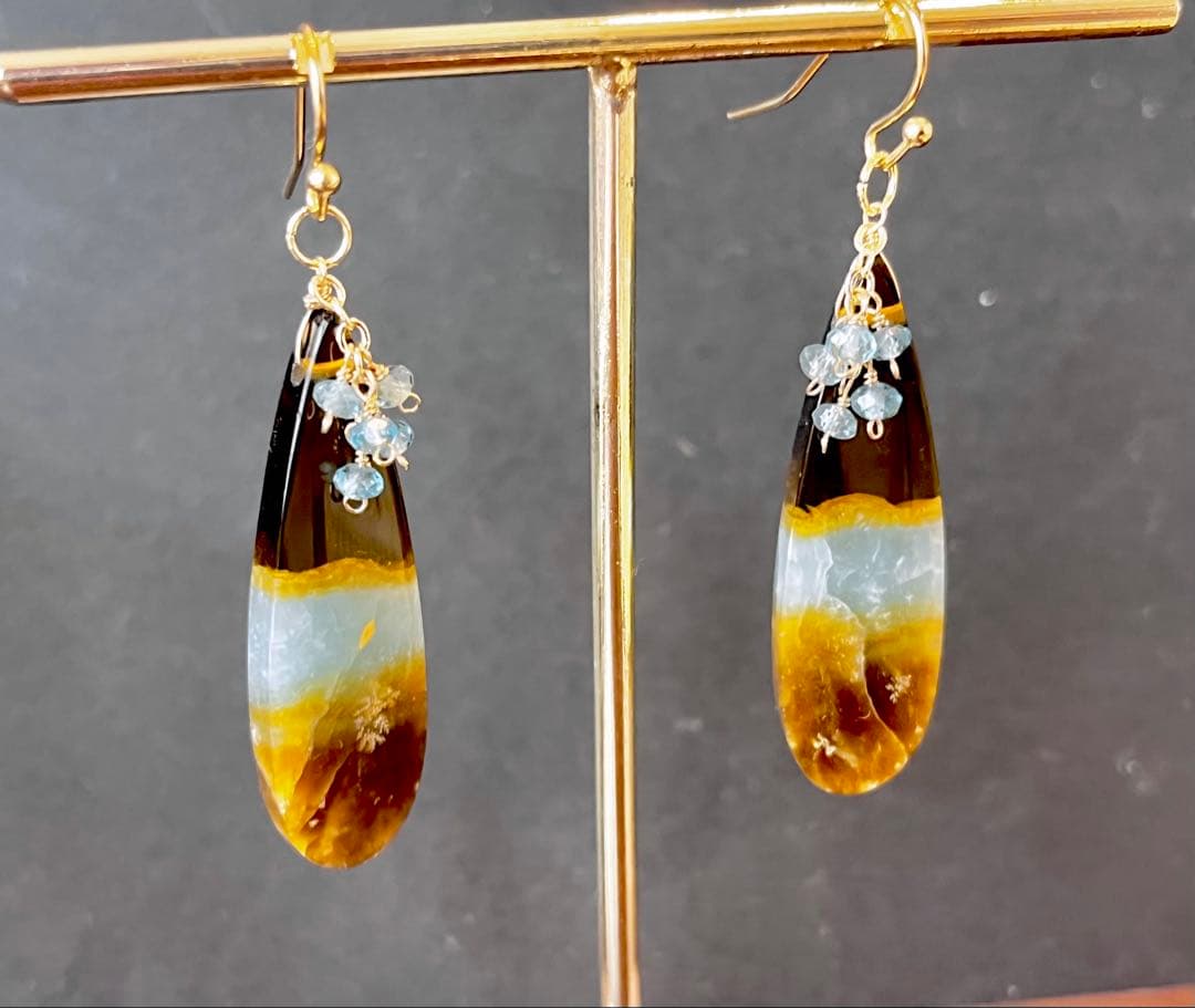 のほほんです14kgfブルーオブシディアンピアス