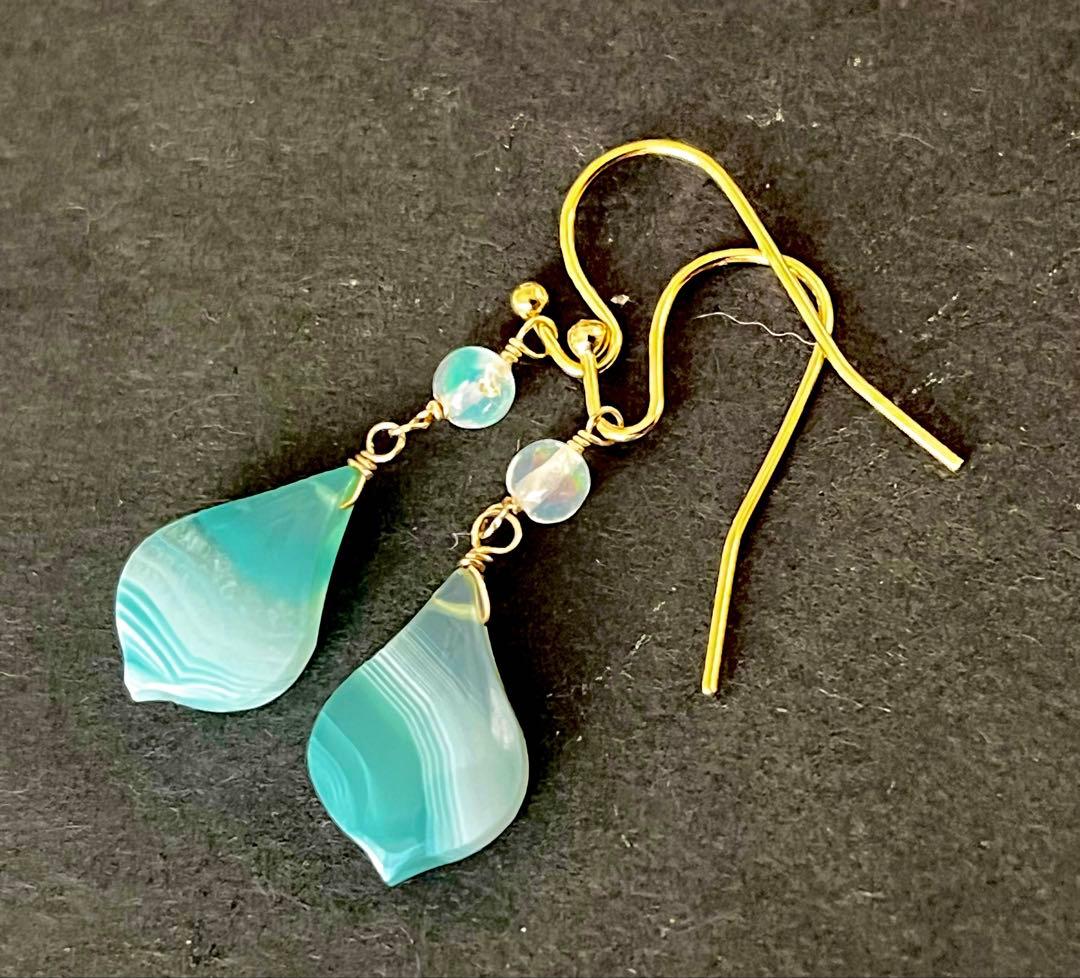 のほほんです14kgfブルーオブシディアンピアス