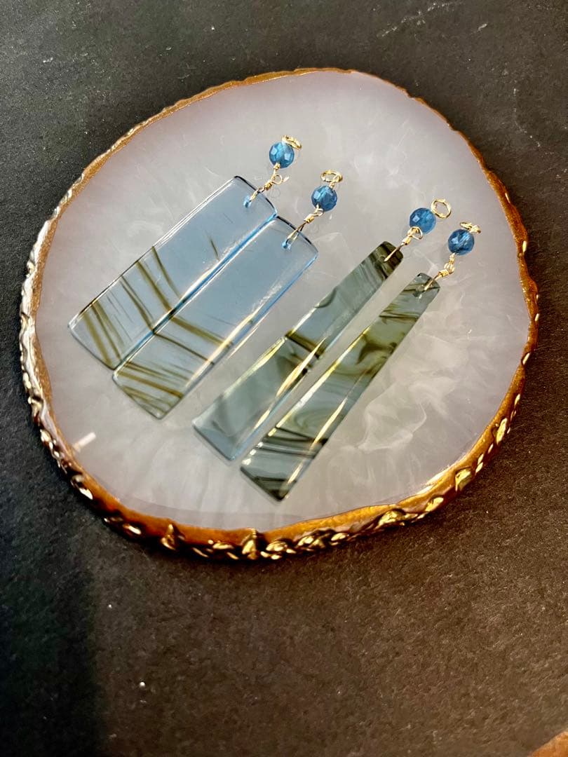 のほほんです14kgfブルーオブシディアンピアス