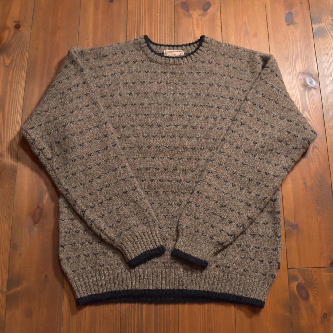 Woolrich バーズアイニットセーター クルーネック ブラウン