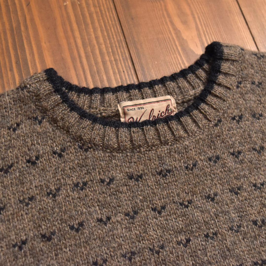 Woolrich バーズアイニットセーター クルーネック ブラウン