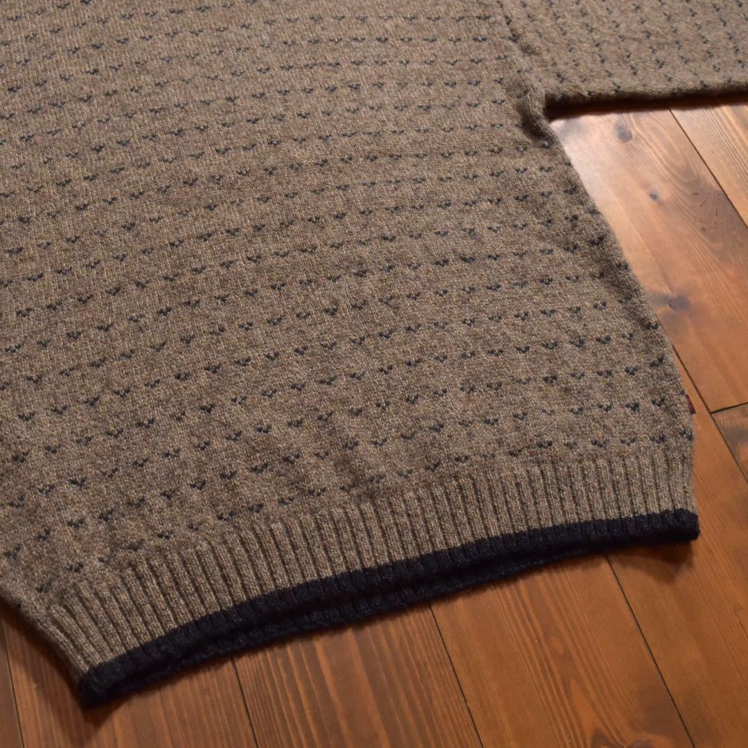 Woolrich バーズアイニットセーター クルーネック ブラウン