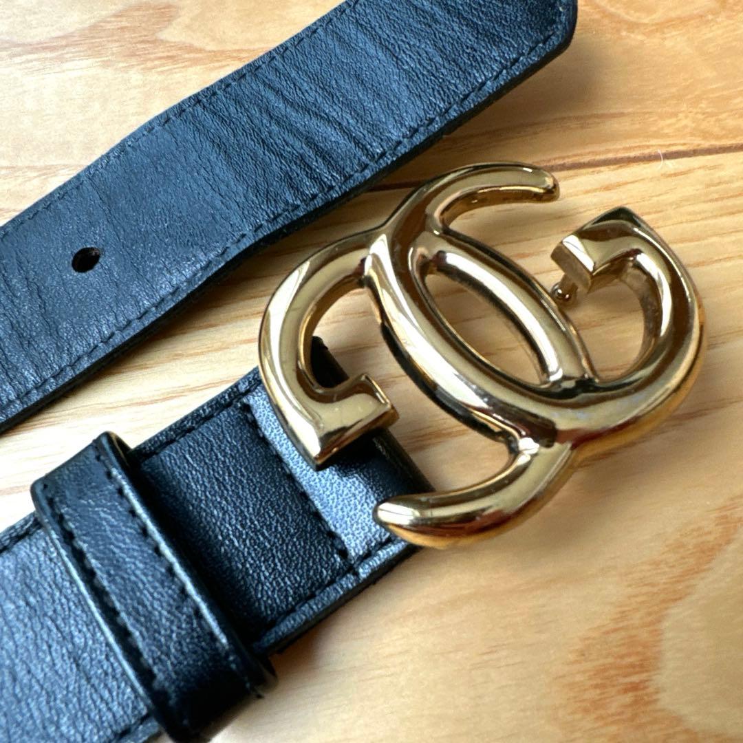 GUCCI ベルト　美品　ヴィンテージ　75 グッチ　黒　レディース　ロゴベルト