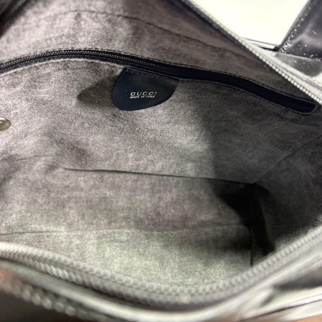 美品　グッチ GUCCI エナメル GG ハンドバッグ ヴィンテージ　ブラック