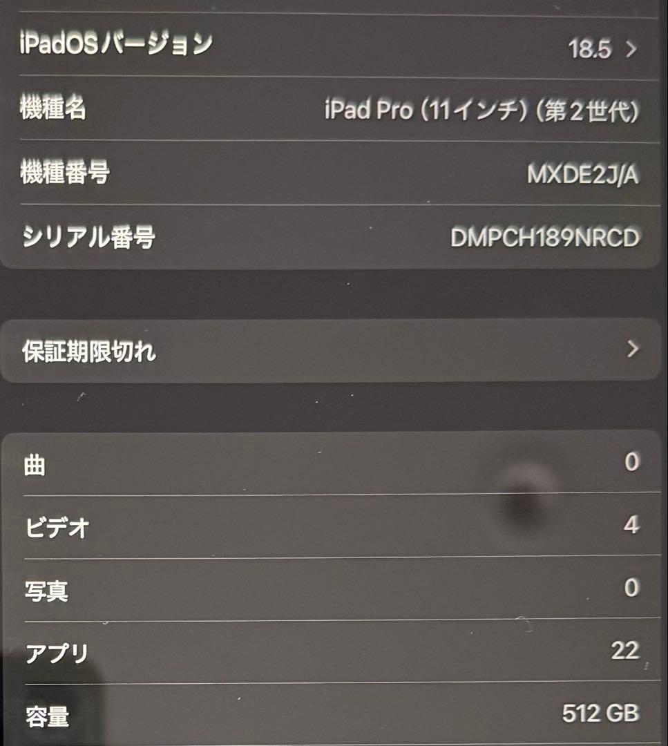 iPad Pro 第2世代 11インチ 512GB スペースグレイ