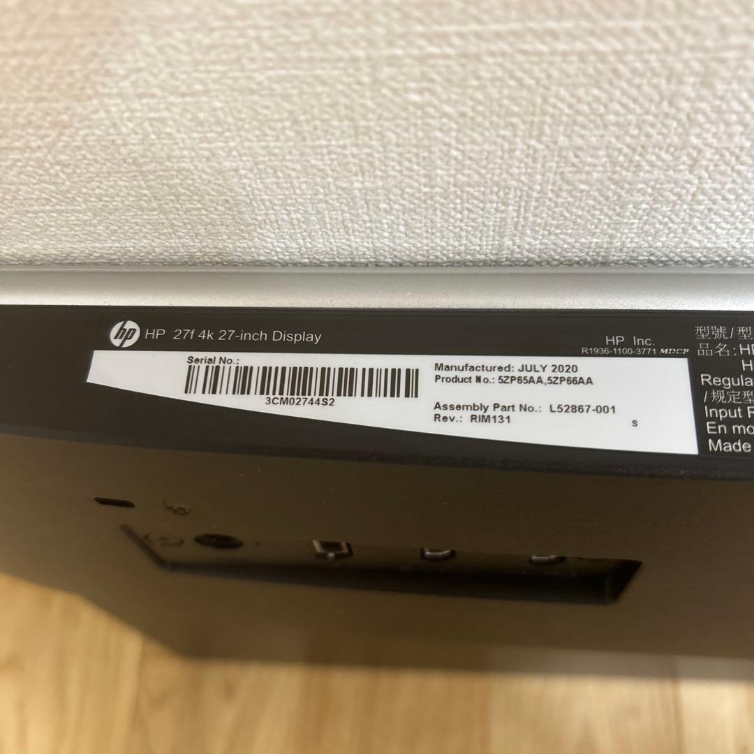 HP 27インチ・4Kモニター⭐︎HP27f 4K⭐︎2021年頃購入　室内使用